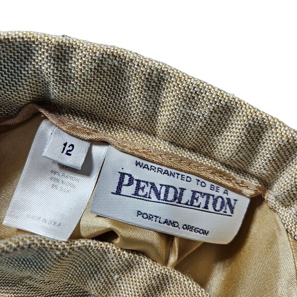 Pendleton Womens Beige Wool Blend Midi Skirt Size 12 With Back Pleat & Button Cl - Picture 3 of 7